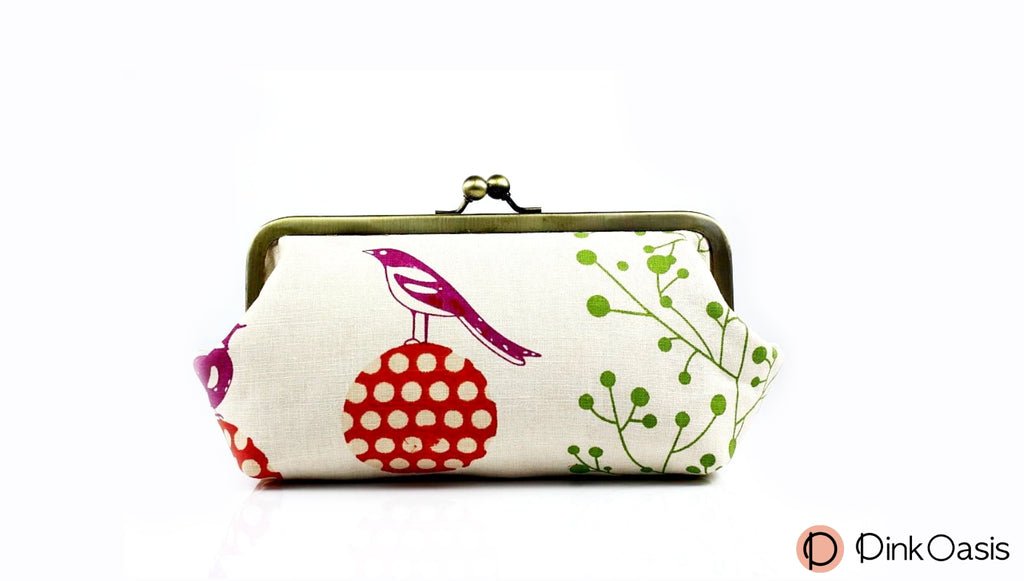 Purple Songbird Kisslock Clutch for Bird Lovers | PINKOASIS