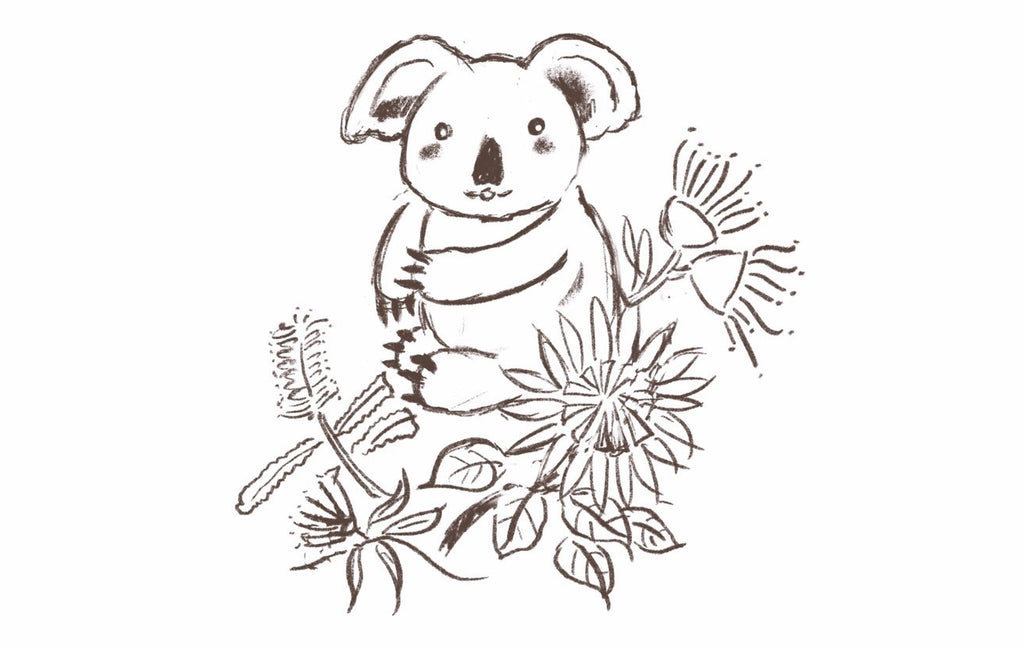 Koala and Protea Flower Pattern | PINK OASIS