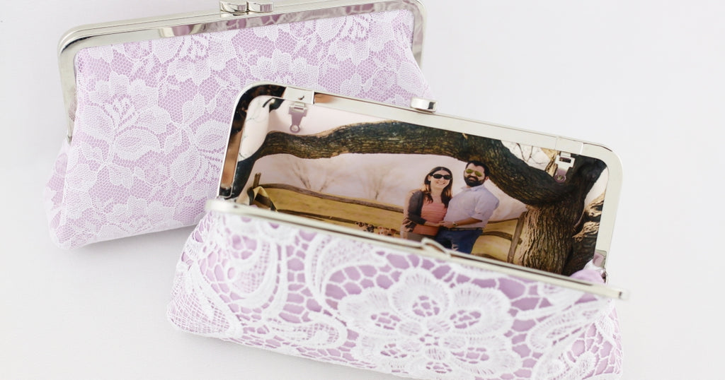 Lavender Lace Wedding Clutch, Photo Lining Clutch | PINKOASIS