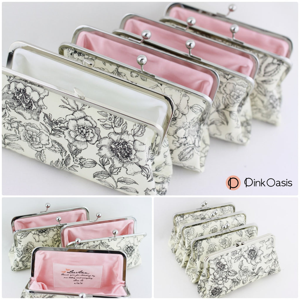 Cream Peony Bridesmaids Clutches | PINKOASIS