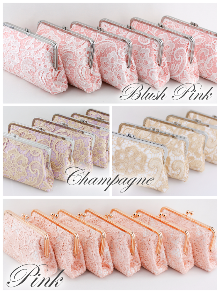 Champagne Lace Bridal Clutches for your wedding party