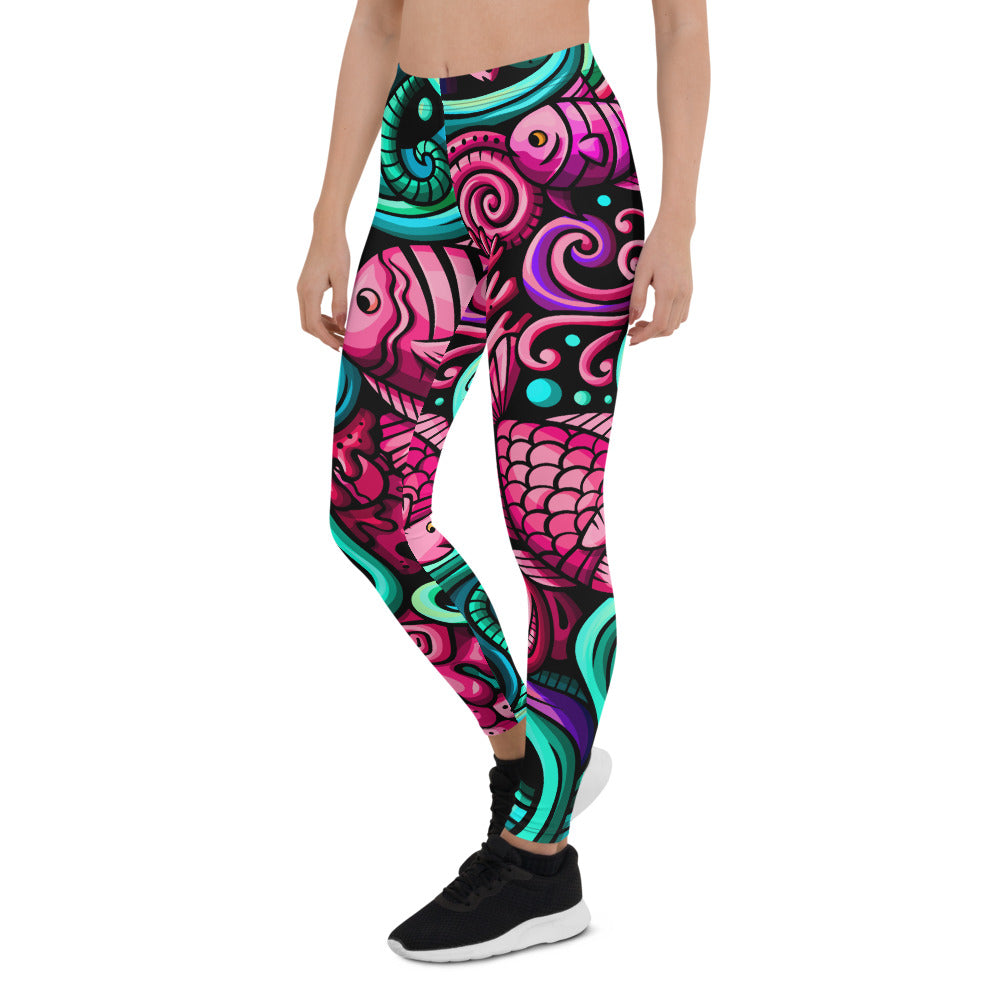 Sea Life Leggings Women S Activewear Leggings Scuba Diving Addicts