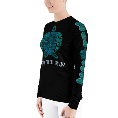 Download Let The Sea Set You Free Women S Rash Guard Scuba Diving Addicts