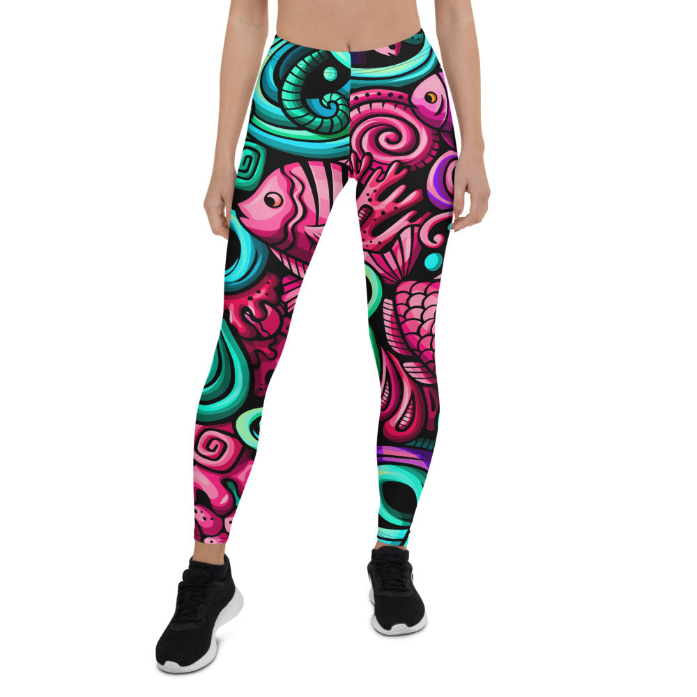 Sea Life Leggings Women S Activewear Leggings Scuba Diving Addicts