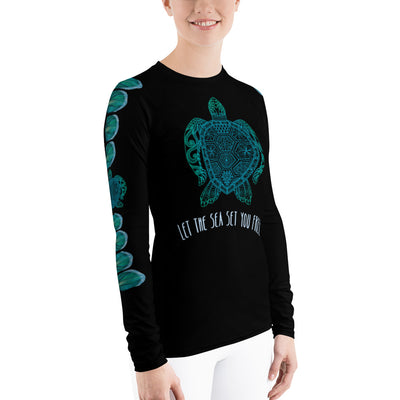 Download Let The Sea Set You Free Women S Rash Guard Scuba Diving Addicts