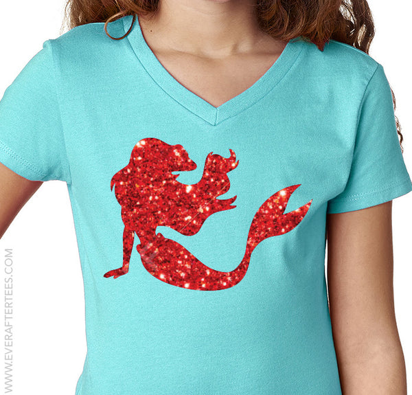 Girls Princess Ariel Glitter T Shirt Ever After Tees