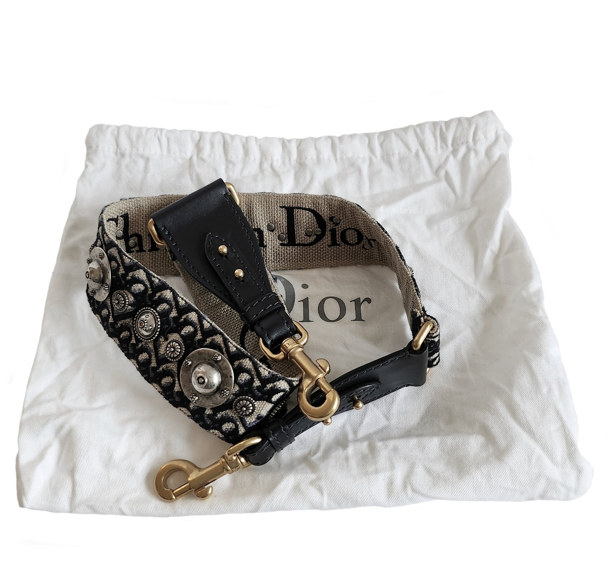 Shoulder Strap with Ring Black CHRISTIAN DIOR PARIS Embroidery  DIOR US