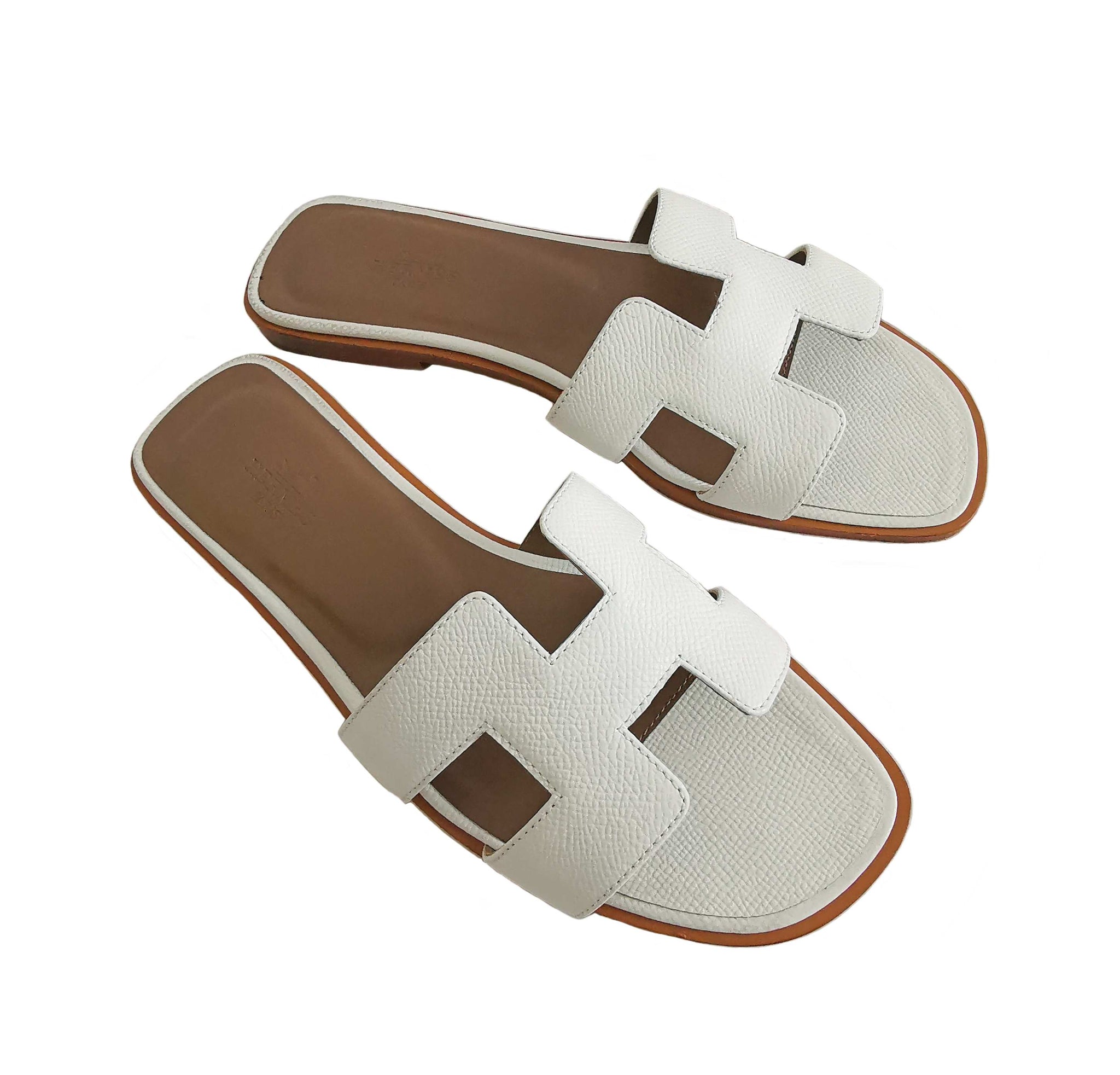 white hermes oran sandals