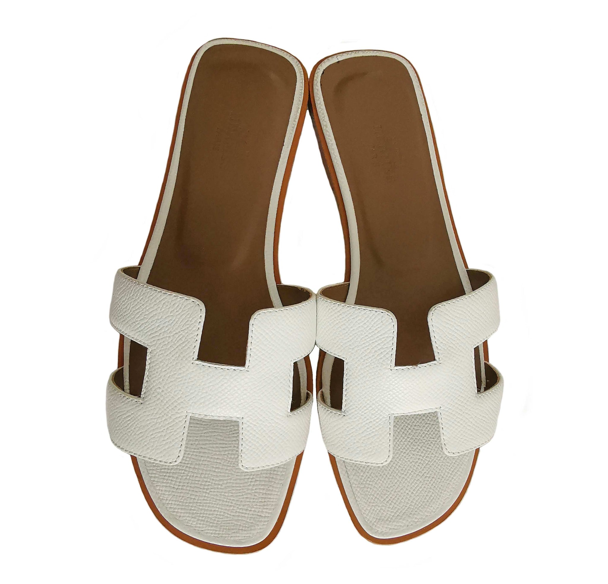 white hermes oran sandals
