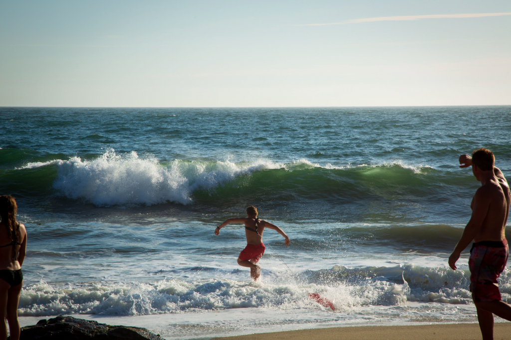 man going in the water