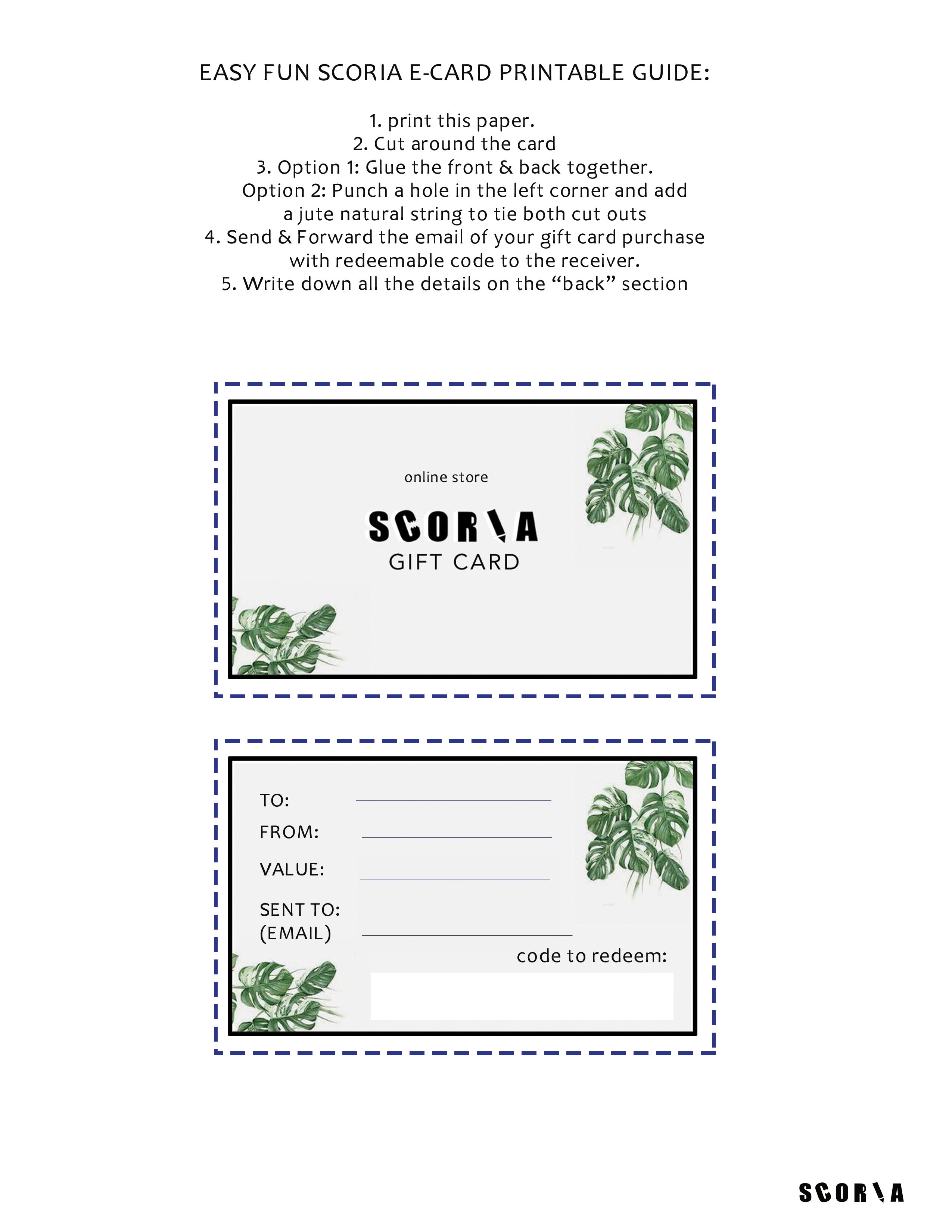 GIFT CARD  Scoria World Yoga Sustainable Creativity