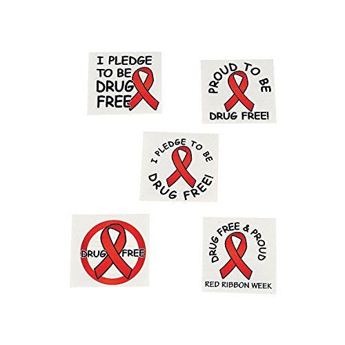 Red Ribbon Week Temporary Tattoos (72 Pieces) Drug Free ...