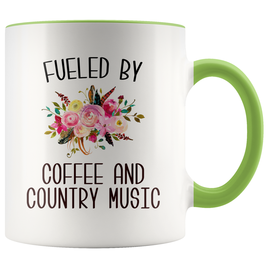 Fueled By Coffee and Country Music Mug Country Coffee Cup Cute Floral ...