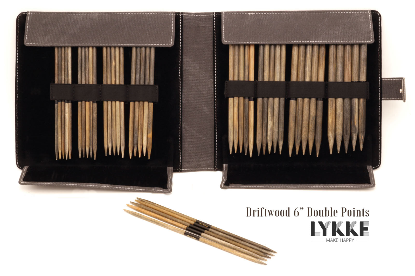 LYKKE Driftwood 6" DoublePointed Knitting Needle Set US 613 Yarn Loop