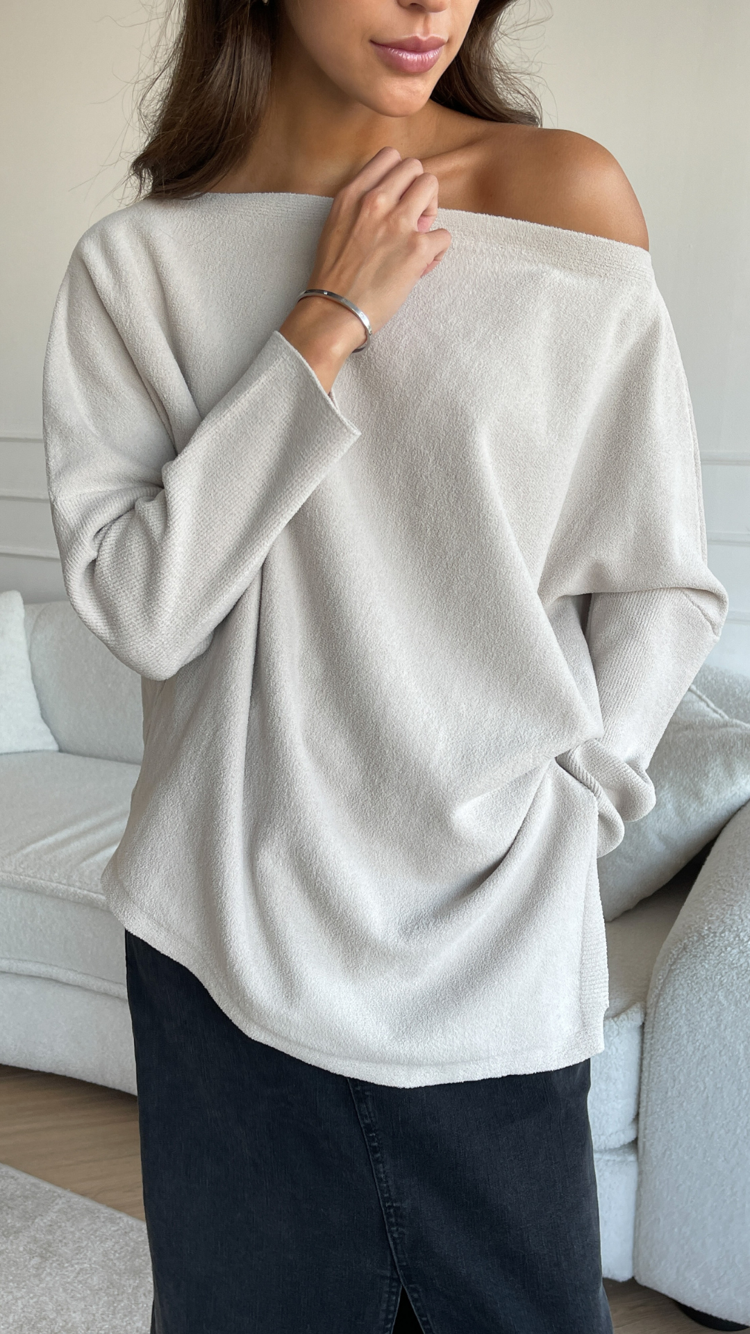 ALEXA ASYMMETRIC JUMPER - MOONBEAM