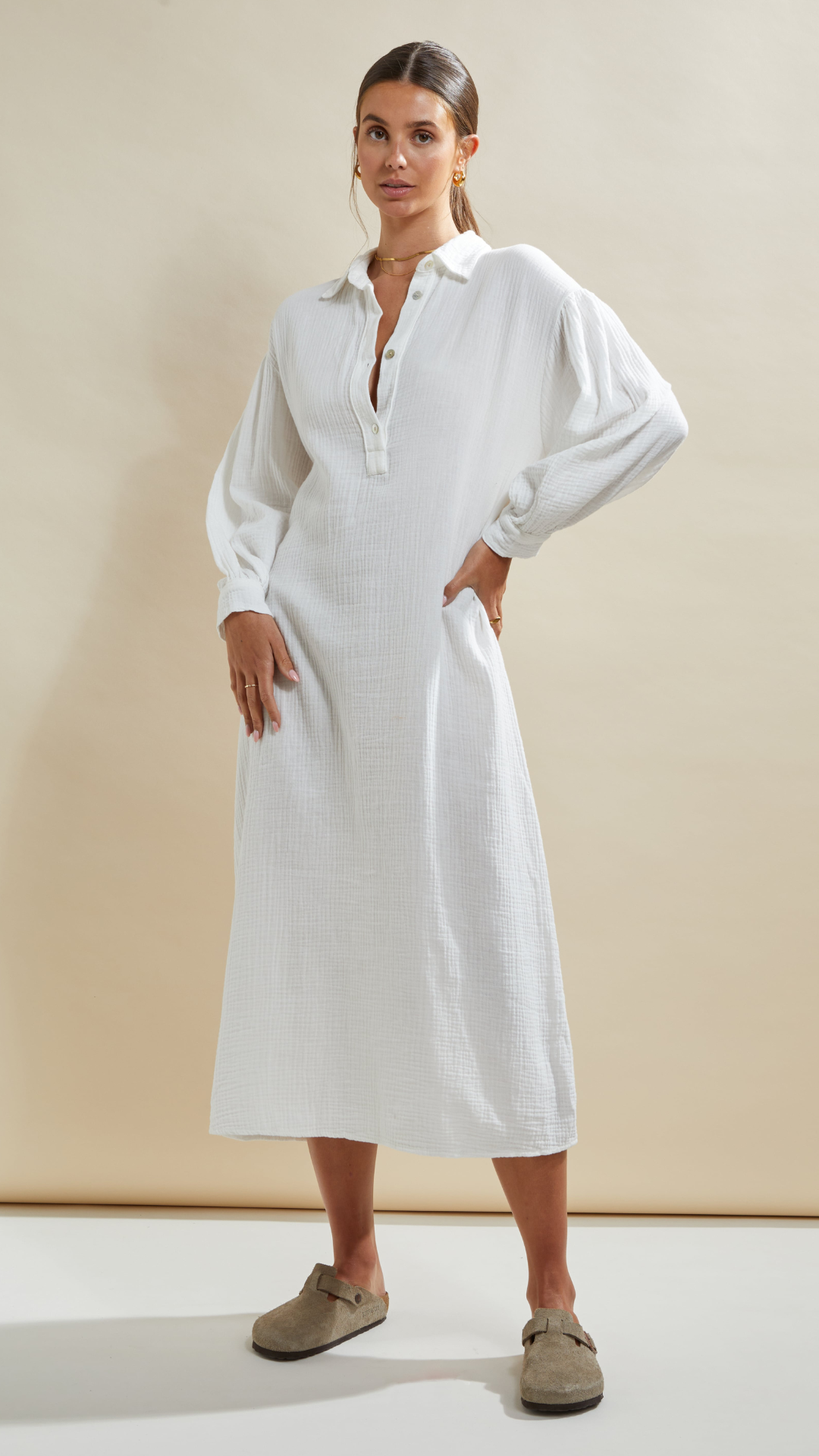 PALMA SHIRT DRESS - WHITE