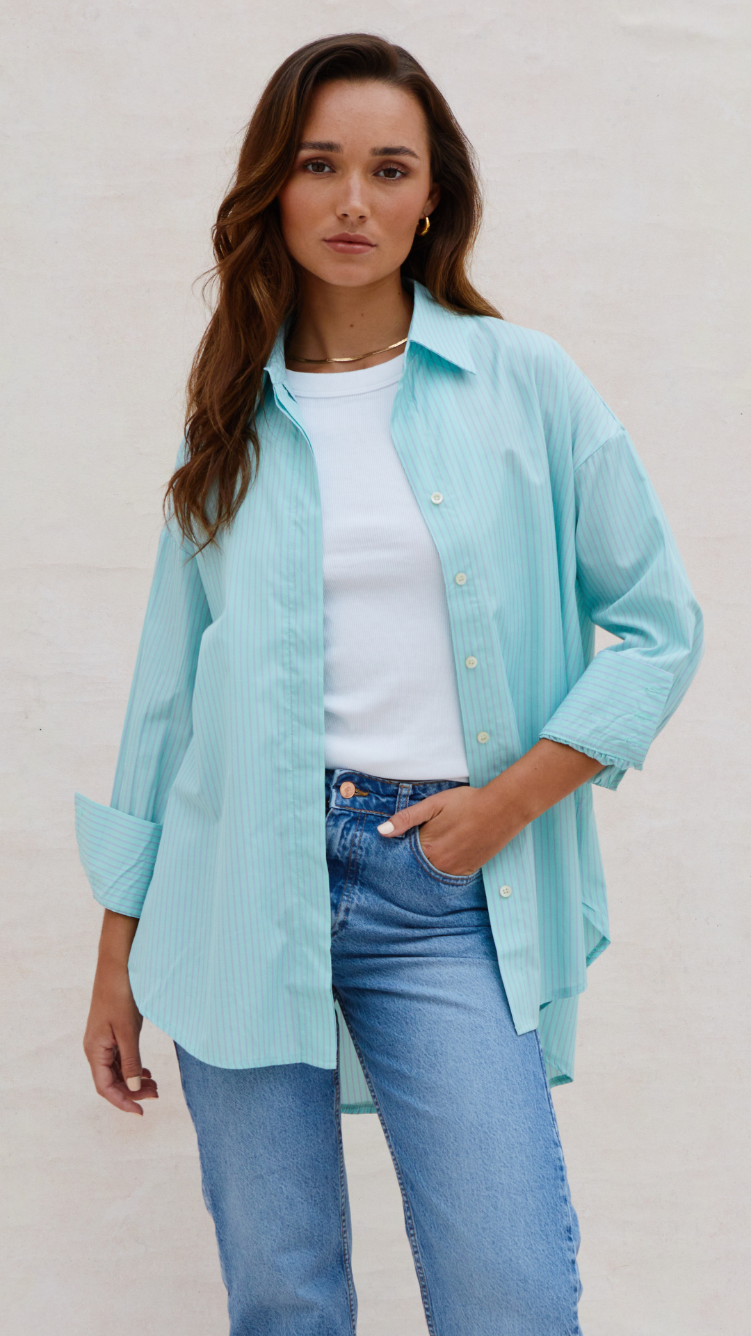 LEILA SHIRT - MINT STRIPES