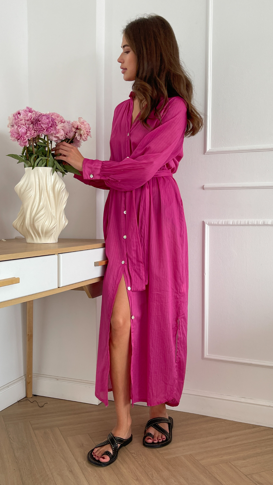 JADE SHIRT DRESS - FUCHSIA