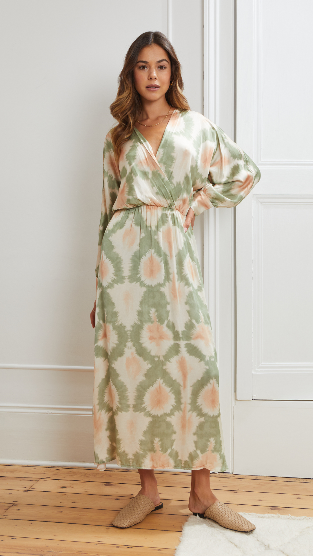 AVA DRESS - SAGE INK PRINT