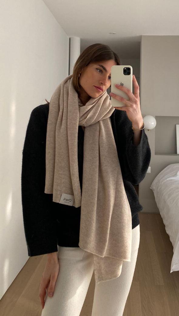 CASHMERE TRAVEL WRAP - OATMEAL