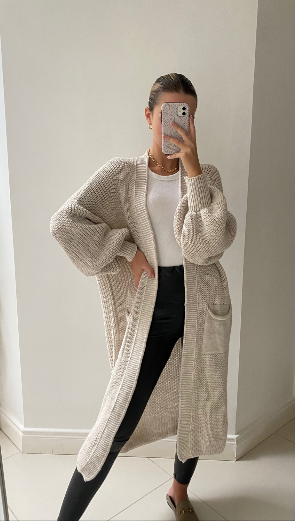 SELMA BELL SLEEVE CARDIGAN - SAND