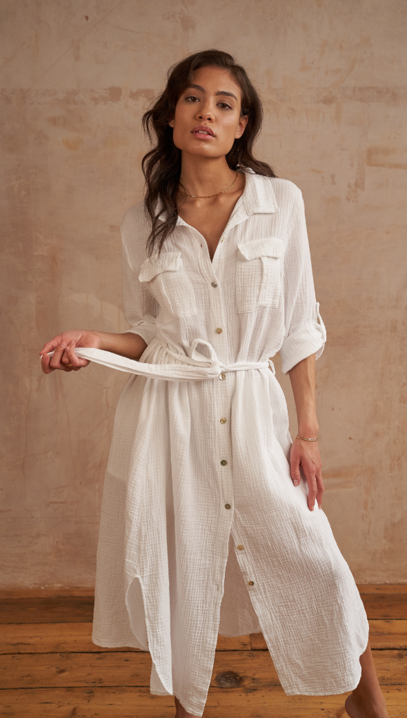 CASSIS SHIRT DRESS - WHITE