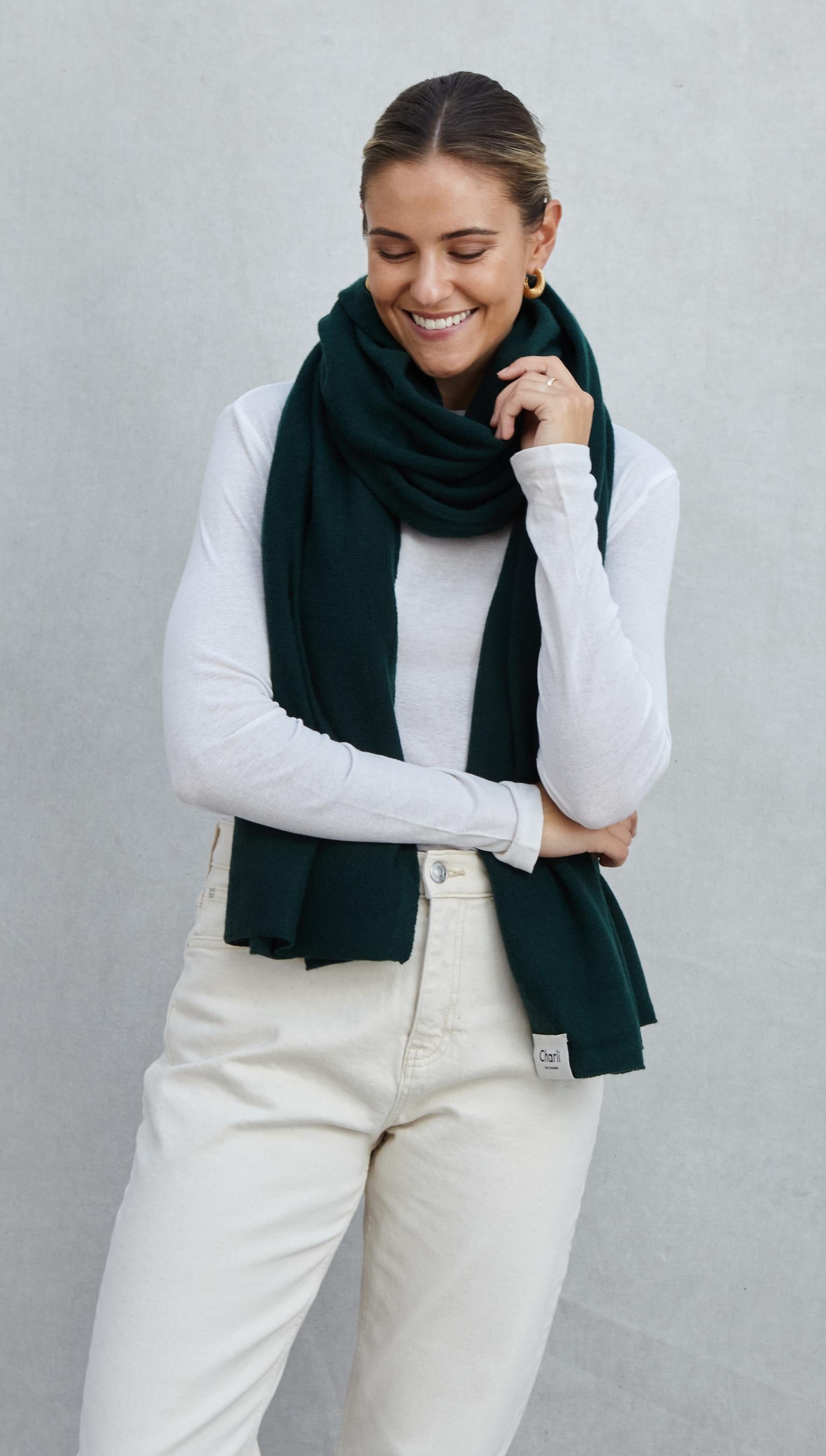 CASHMERE TRAVEL WRAP - EMERALD