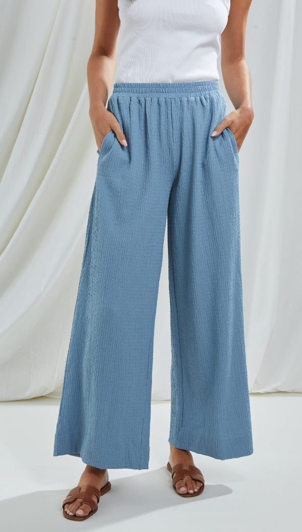 TAMARA WIDE LEG TROUSERS - BLUE