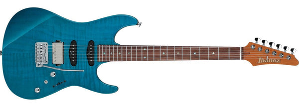 Ibanez Electric Guitar MMN1 Martin Miller Signature, Transparent Aqua Blue