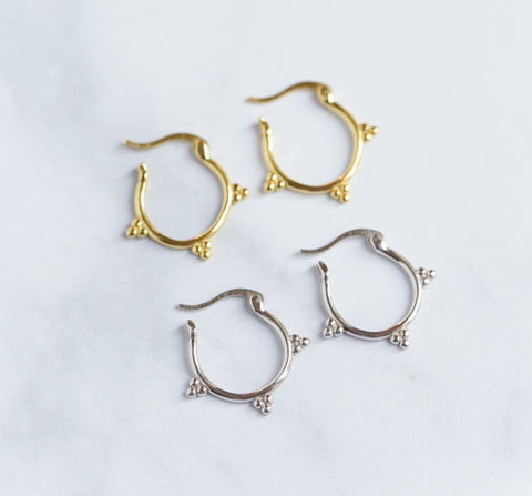Gold and silver Huggie Earrings