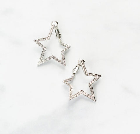 Silver Rainbow Star Earrings