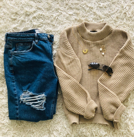 Warm Tone fashion styling and accessories flatlay