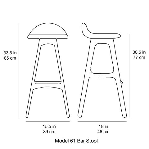 Erik Buch Model 61 Bar Stool Dimensions