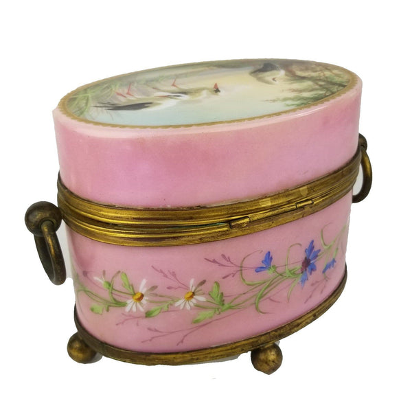 Antique French Hand Painted Porcelain Gilt Bronze Jewelry Dresser Box ...