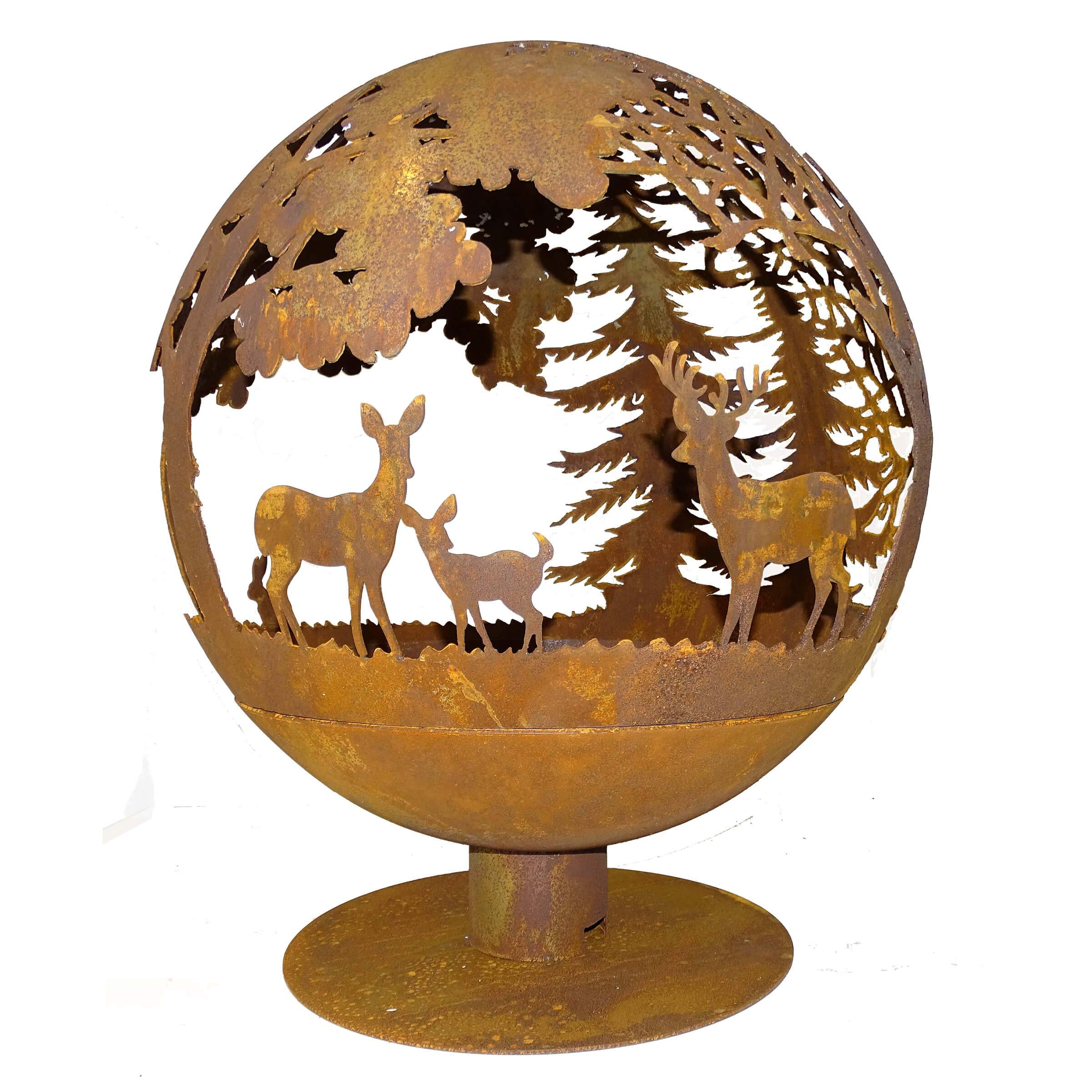 Fire Pit Sphere With Wildlife Small Cityfarmhouseantiques