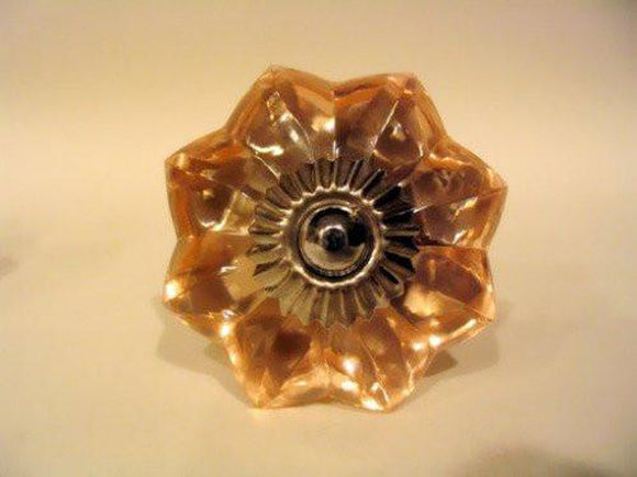 Peach Glass Flower Drawer Pulls Cabinet Knobs Antique Style 1.75 Inch-Dwyer Home Collection