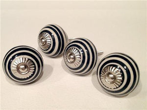 Black Spiral On Cream Porcelain Cabinet Knobs Pulls Set Of 4