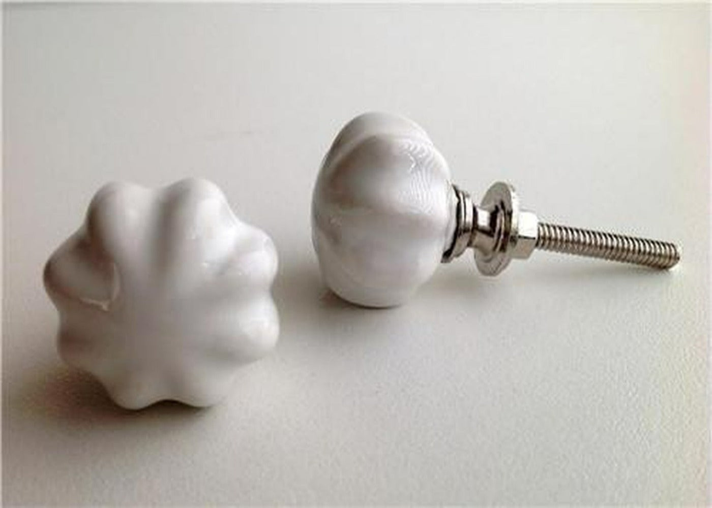 Small Scalloped White Mini Porcelain Knobs Drawer Pulls Dwyer