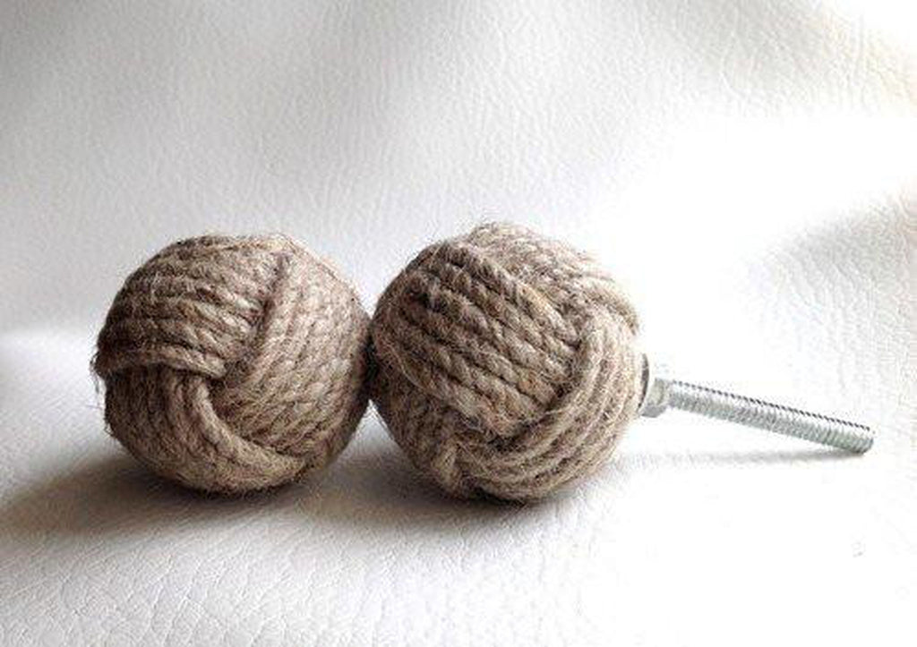 Nautical Jute Rope Cabinet Knobs Monkey Fist Knot Knobs ...