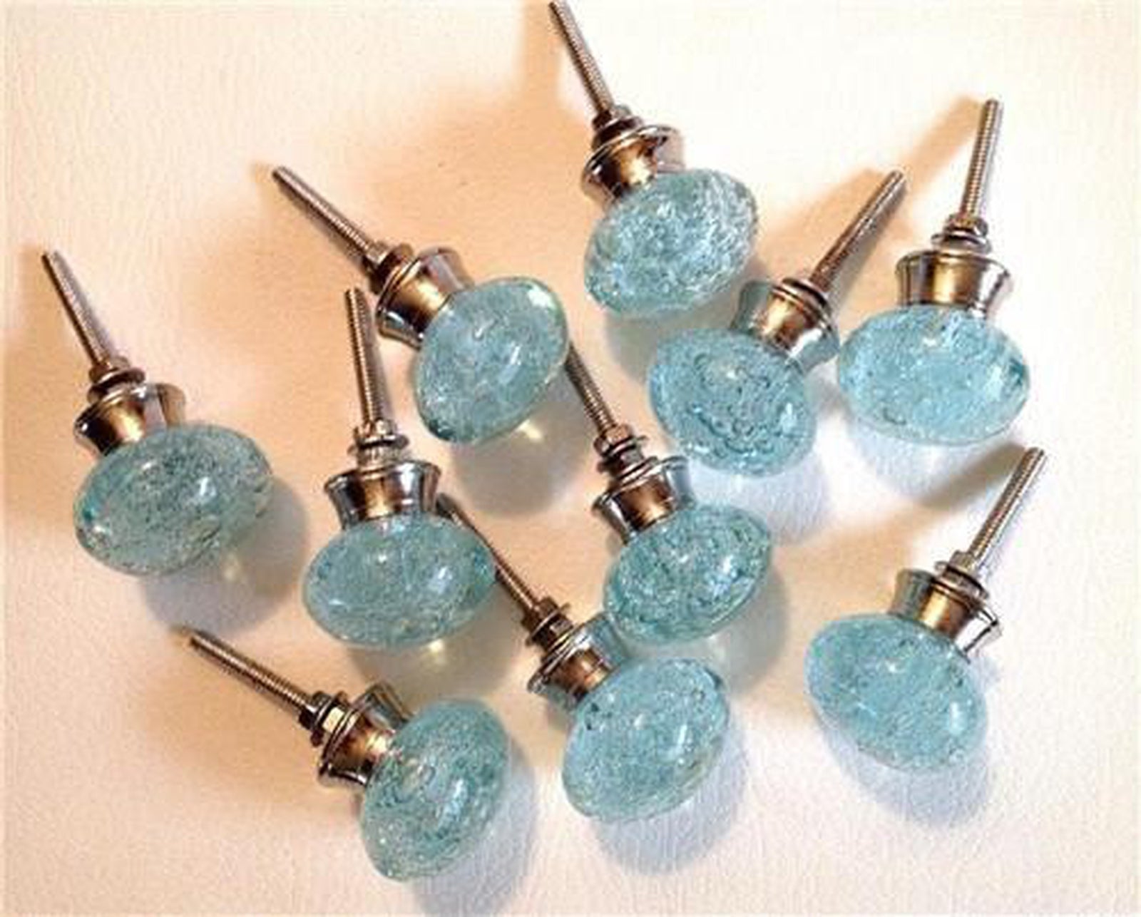 Aqua Blue Glass Bubble Knobs Drawer Pulls Coastal Lot of 10 (s Dwyer Home Collection