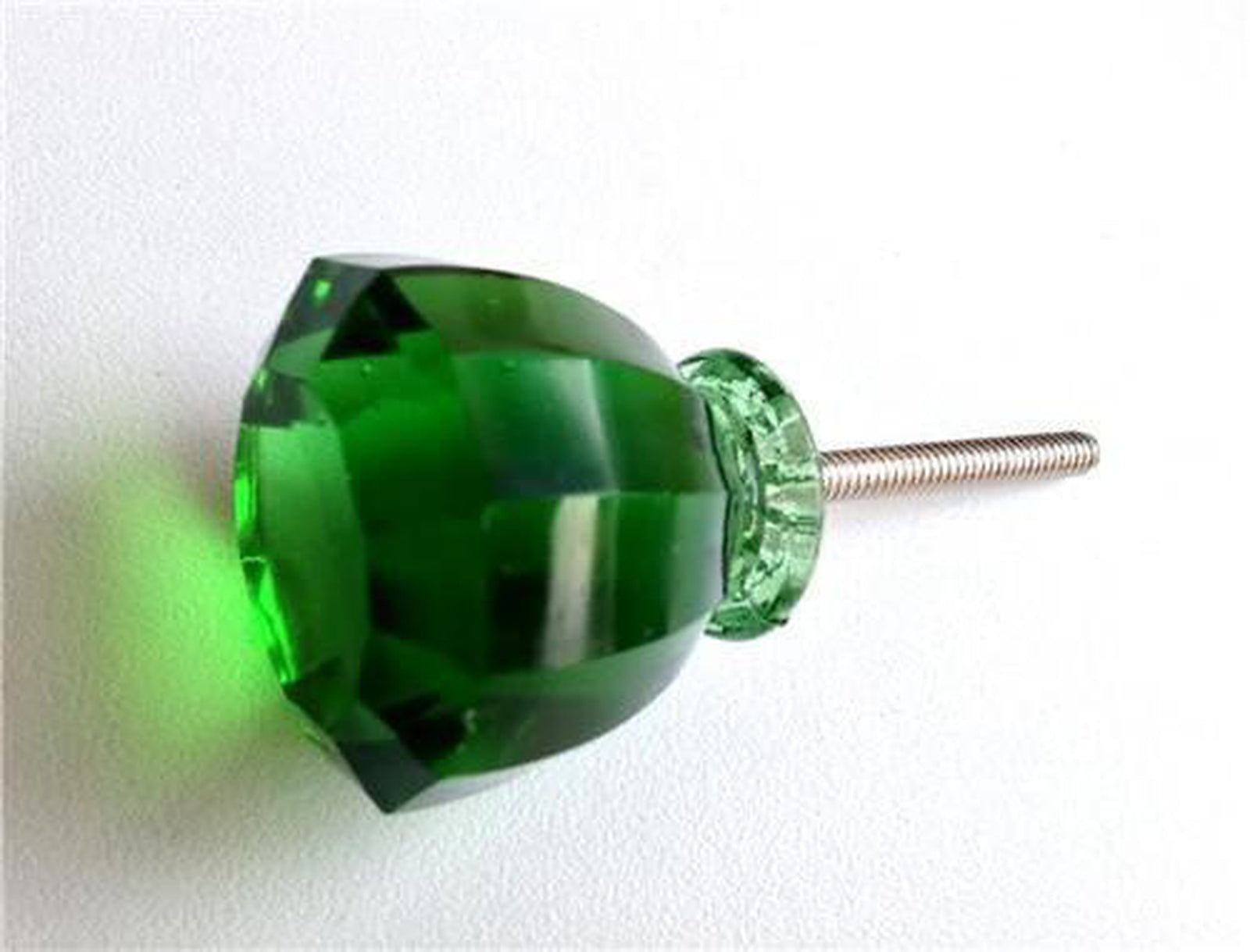 Antique Vintage Emerald Green Glass Cabinet Knobs Drawer Pulls (s