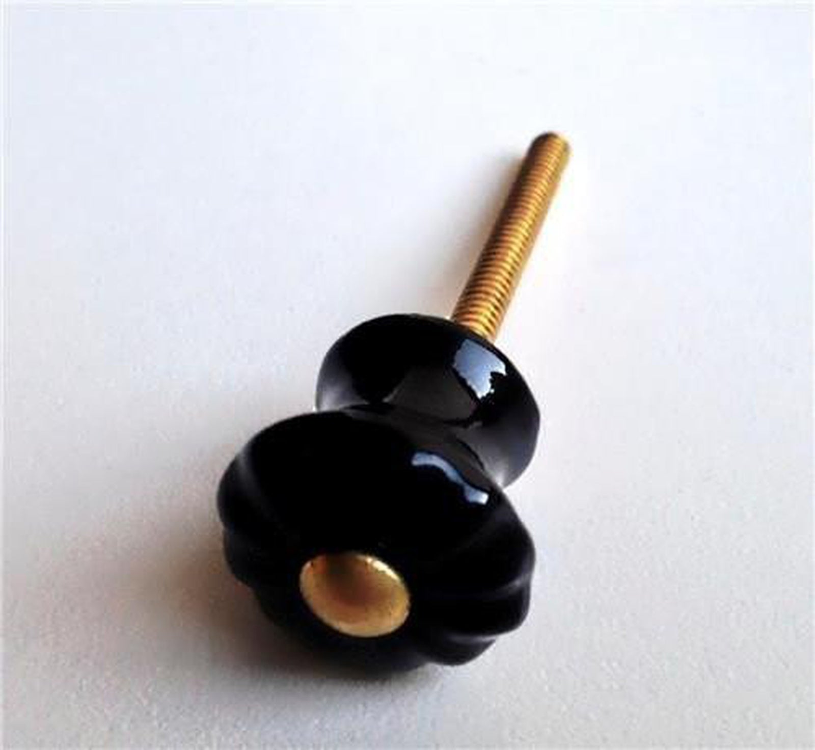 Small Black Porcelain Knobs Mini Desk Drawer Pulls 7/8 Inch