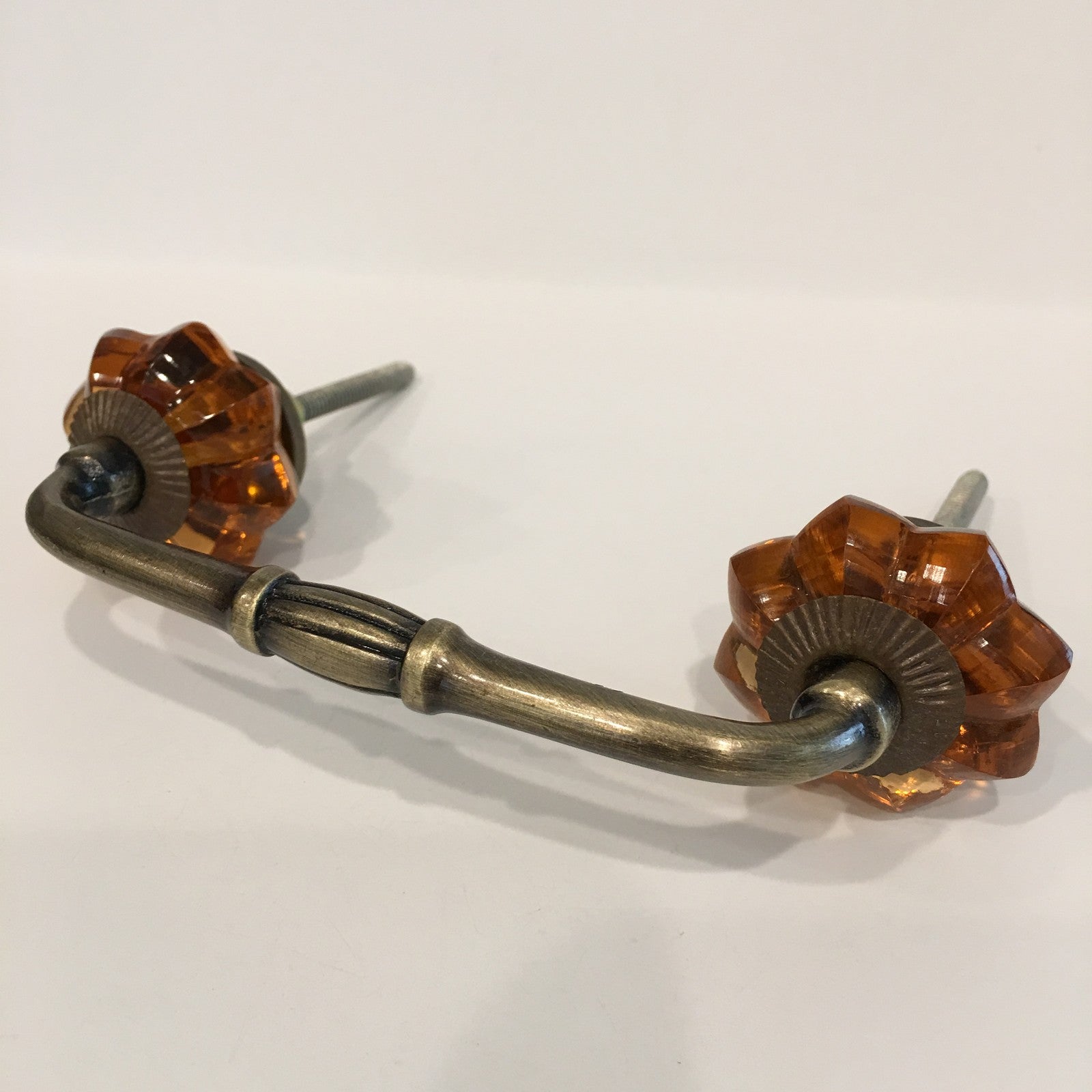 Amber Glass Flower 4 Inch Cabinet Handles Dresser Drawer Pulls