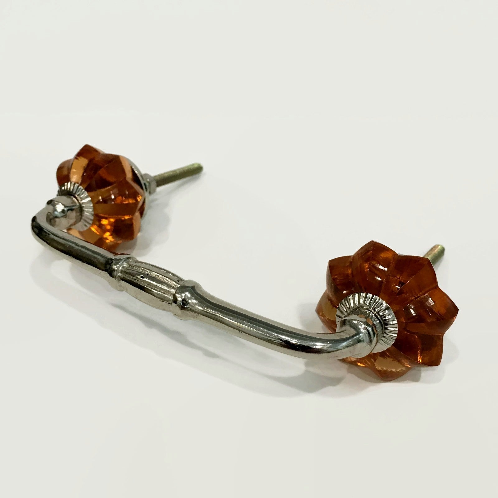 Amber Glass Flower 4 Inch Cabinet Handles Dresser Drawer Pulls