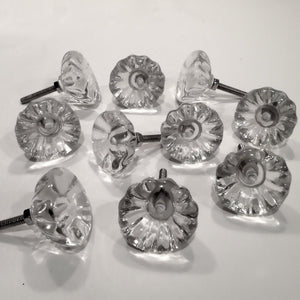 10 Antique Vintage Style Clear Glass Cabinet Knobs Pulls 1 3 8 S