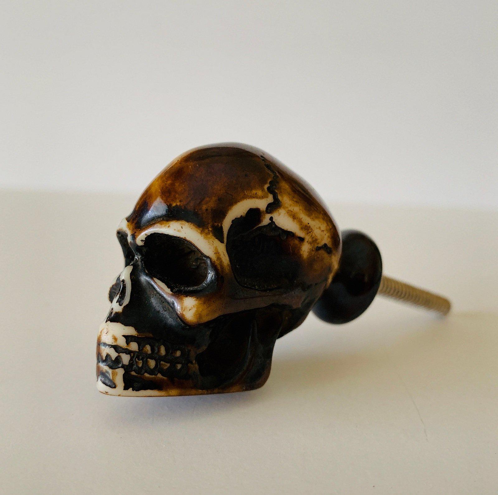 Brown Skull Head Cabinet Knobs Dresser Drawer Pulls Goth Dwyer