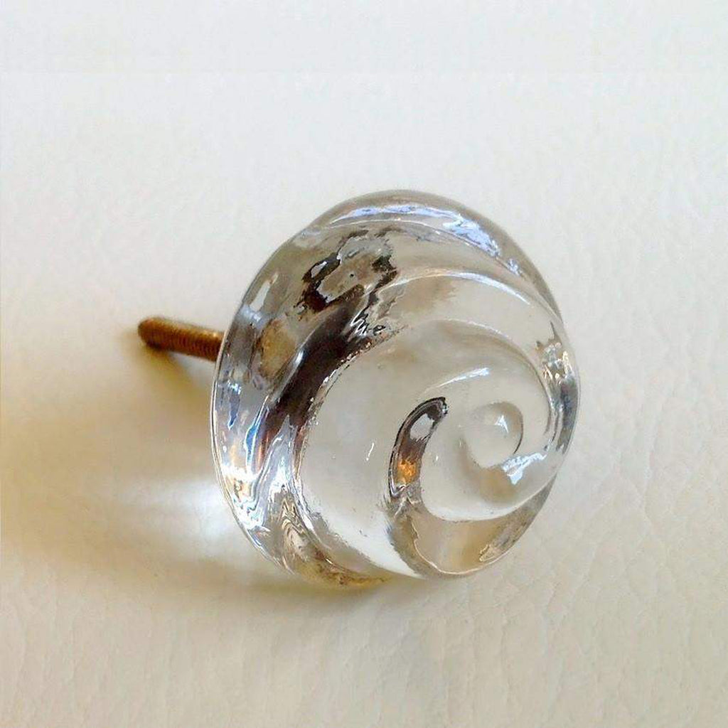 Chic Shabby Clear Glass Swirl Cabinet Knobs Dresser Drawer Pulls