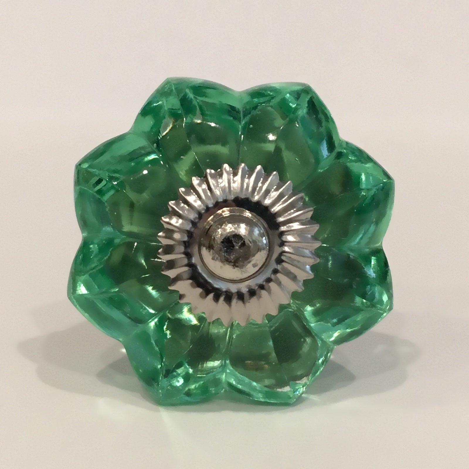 Mint Green Glass Flower Knobs Dresser Drawer Pulls 1.75 Inch