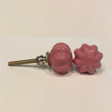 Small Scalloped Pink Mini Porcelain Cabinet Knobs Drawer Pulls-Dwyer Home Collection