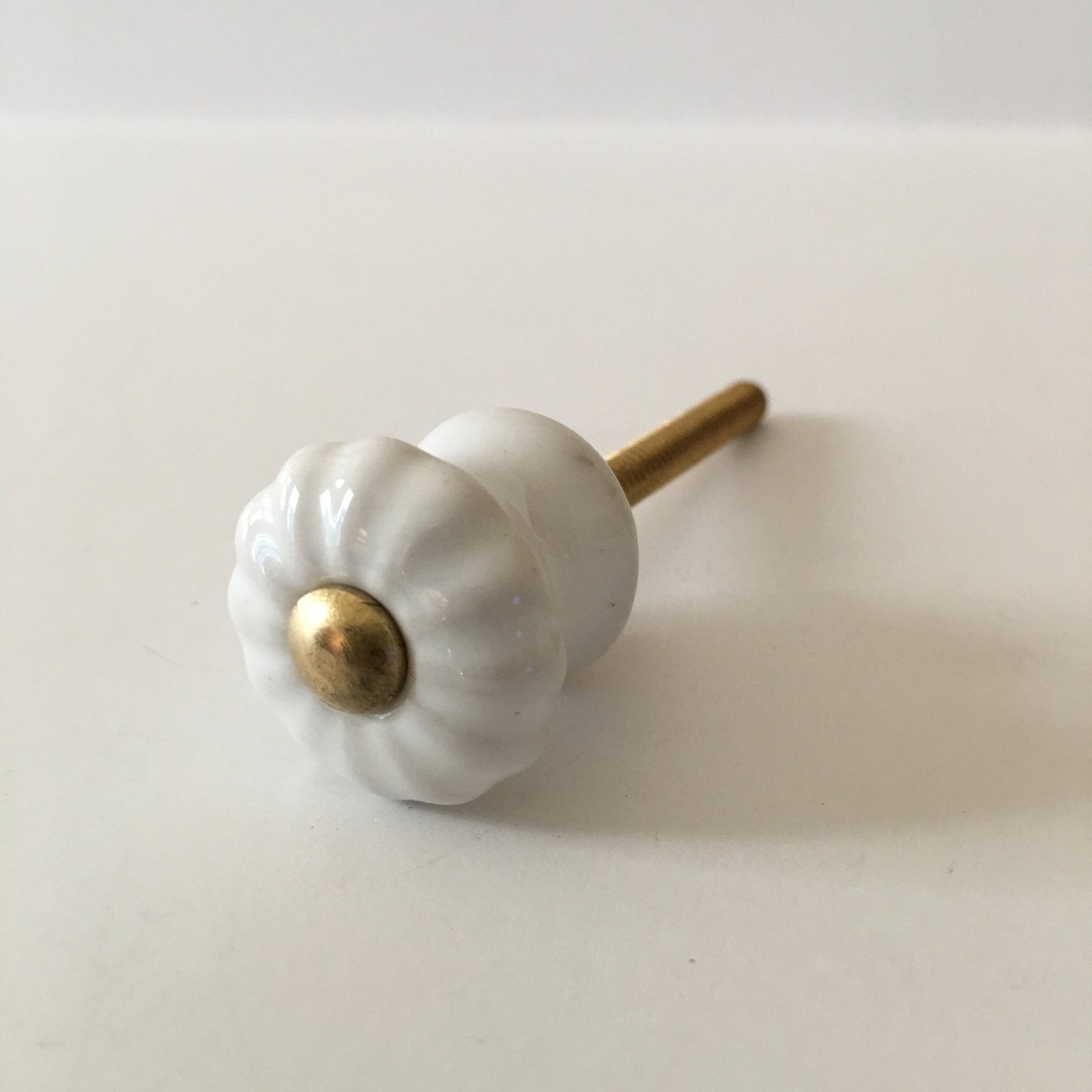 Mini Scalloped White Porcelain Knobs Small Drawer Pull 7/8 In